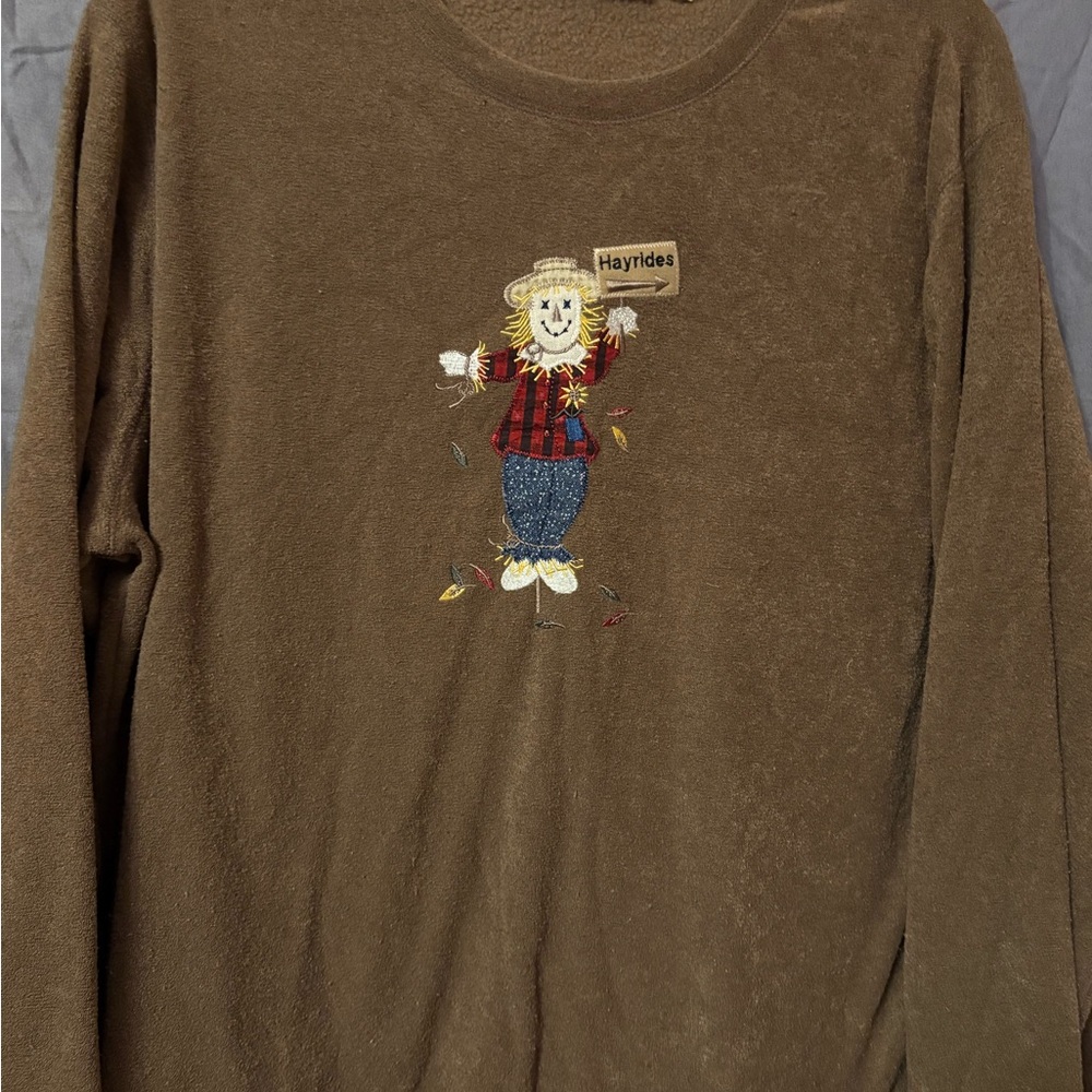 Brown Scarecrow Embroidered Sweater